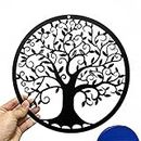 Yuzhuo Metal Tree of Life Wall Decor Silhouette Art for Gift Present Indoor Outdoor Garden Home Decoration(Black, 28x28cm)