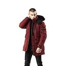 WEEN CHARM Men's Warm Parka Jacket Water Resistant Puffer Jacket Long Winter Coat with Detachable Hood Faux-Fur Trim