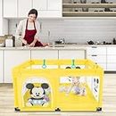 StarAndDaisy Playpen for Kids, Smart Folding & Portable Baby Activity with Safety Lock, Play Gate Fence for Kids, Toddlers -Indoor Activity Suitable for Babies Up to 4 Yrs (120 * 120 cm-Yellow)