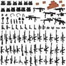 BloxBrix 88 pcs Weapons-Machine-Guns-Rifles Compatible with Major Brands, Minifigures-Add-ons-Militarybase-Barracks-Soldiers-Police, WW2-Modern-Swat-Battle-Ammo-Belt-gas Mask-Decations for Army-Men