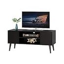 Function Home TV Stand with Storage, Modern Entertainment Center Black, TV Console for TVs up to 55", Table with Shelves and Doors for Living Room, Entertainment Room, Office