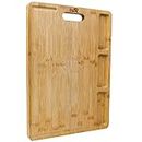 MAR Organic Bamboo Cutting Board for Kitchen, Large Wooden Chopping Boards with 3 Built-in Compartments and Juice Grooves, Large Size Cutting Board “40×30×1.7” Best for Vegetables, Meat and Cheese.