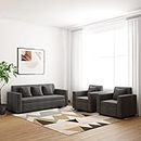 Casacomfort Wood Lexus 5 Seater 3+1+1 Sofa Set for Living Room (Dark Grey)