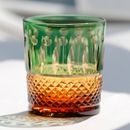 Vasos de whisky transparentes cortados a mano verde ámbar cristalería Kiriko vaso de vajilla 9 oz