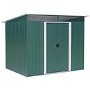 Outsunny 8.5' x 6' Garden Storage Shed with Skylight, Metal Outdoor Shed Tool House with Double Doors for Patio Yard, Dark Green