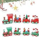 CHANNAPATNA TOYS Christmas Toy Wooden Train with Snowman, Cute Wooden Mini Christmas Train Toy Santa Claus Train Festival Toy with 4 Carriages for Christmas Decoration Gift Ornaments