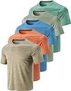 5 Pack Men’s Active Quick Dry Crew Neck T Shirts | Athletic Running Gym Workout Short Sleeve Tee Tops Bulk (Set 10, Large)