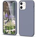 LOXXO® Microfiber Candy Case Compatible for iPhone 12 / iPhone 12 Pro 6.1 inch, Shockproof Slim Back Cover Liquid Silicone Case - Lavender Grey