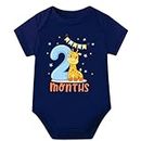 Lillypupp Monthly milestone two months birthday unisex cotton baby onesie romper bodysuit for new born.2 month baby boy girl dress clothes for photoshoot. (NAVY BLUE)