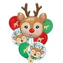 Atpata Funky Reindeer (Set of 7) Xmas Theme Foil Balloons for Christmas Party Decorations