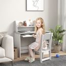 Kids Desk and Chair Set for 5-8 Year Old with Storage, Grey