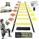 YGORTECH Football Speed Agility Training Set, Agility Ladder, 12 Sports Cones and Football Kick Trainer, Football Training Equipment Footwork Drills for Kids and Adults