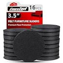 3.5" Felt Furniture Movers Sliders for Hardwood & Vinyl Floors, 16 PCS Round Reusable Felt Furniture Moving Pads, Sliders for Moving Heavy Sofa Table Couch Cabinet, Glides Easily and Quickly (Black)