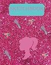 Sketchbook: Pink Glitter sparkle Sketchbook for girls. With aqua heading. 8.5x11, 111 Large Blank Pages for drawing, crayon coloring, Sketching. ( Girly Gifts).: 8.5x11, 111 Blank pages