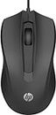 HP 100 Maus (kabelgebundene Maus, Linkshänder, Rechtshänder, bis 1.600 DPI, USB-A Anschluss) schwarz