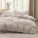 Bedsure Duvet Cover Queen Size - Soft Prewashed Queen Duvet Cover Set, 3 Pieces, 1 Duvet Cover 90x90 Inches with Zipper Closure and 2 Pillow Shams, Linen, Comforter Not Included