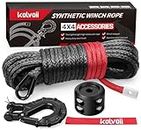 Kolvoii Synthetic Winch Rope Kit, 1/4" x 50ft 9,650lbs Winch Cable with Steel Hook, Protective Sleeve and Winch Cable Stopper for ATV UTV Off-Road Vehicle etc(Grey Rope, Black Hook)