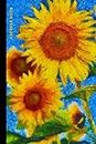 Address Book: Hardcover / Big Yellow Sunflower Oil Painting on Royal Blue / Track Names - Telephone Numbers - Emails in Small 6x9 Notebook Organizer / ... / Large Print / Great Senior Citizen Gift