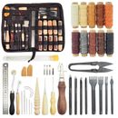 50pcs Leather Working Tools and Supplies, Leather Tooling Kit with Waxed DIY