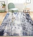 VSIWB Modern Abstract Area Rug 4'x6' Washable Living Room Rug Non-Slip Soft Accent Carpet Area Rugs Faux Wool Boho Art Floor Carpet for Living Room Bedroom Home Office Dining Room Kitchen Decor