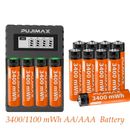 Lote de 4-20 paquetes de baterías de 1,5 V AAA AA baterías recargables y cargador de batería