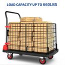 660LBS Platform Truck Cart Folding Dolly Cart Trolley Fence with Removable Cage
