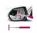 Ziciner Car Rearview Mirror Wiper, Retractable Rear Mirror Wiper Squeegee, Vehicle Portable Telescopic with 38.6 inches Long Handle Cleaning Tool, Universial All Auto Exterior Accessories (Pink)