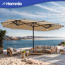 15ft Outdoor Extra Large Patio Umbrella w/ 48 Solar LED Lighted & Crank System