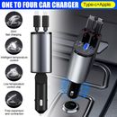 100W Retractable Car Charger USB Type- C For IPhone Android Fast Charge Adapter