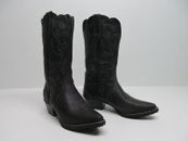 Shoes for Crews Black Leather Snip Toe Western Cowboy Boots Women's size 7