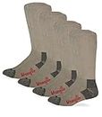 Wrangler Mens Non-binding Boot Work Cotton Cushion Smooth Toe Socks 4 Pair Pack, Khaki, Large