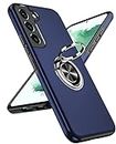 LeYi for Samsung Galaxy S22 Case: Samsung Galaxy S22 Phone Case 5G Cover Built-in Ring Holder Magnetic Shockproof Lightweight Silicone Hybrid Case Blue