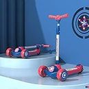 StarAndDaisy Glider Scooter for Kids 6-12 Years / 3 Wheel Skating Scooter Boys & Girls with Pu Light Up LED Wheels, 5 Level Adjustable Height and Easy to Fold (Red & Blue)