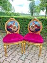 Fuchsia Velvet and Gold: Pair of 1940's French Louis XVI Style Side Chairs