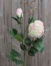 artplants.de Künstliche Rose CARUSA, rosa-Creme, 80cm, Ø8cm - Kunst Rosenzweig