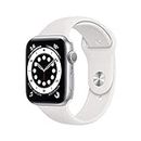Apple Watch Series 6 GPS, 44 mm silbernes Aluminiumgehäuse mit weißem Sportband (Generalüberholt)