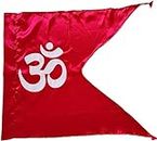 La Jarden® Bold White Om Printed on Silky Satin Fabric in Dark Red Color for Yoga, Meditation, Dhwaj for Temple, House, Religious & All Purpose Flag 1 nos.(40x31 inches) (White)