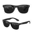 LUENX Polarized Sunglasses for Men Women UV400 Protection Non-mirrored Black Lens Matte Black Square Frame 54MM