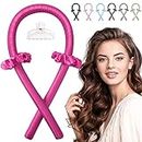 Heatless Hair Curler - IENIN Heatless Curling Rod Headband Hair Rollers for Long Hair Soft Silk Curl Ribbon with Hair Clips Scrunchies Hair Curlers to Sleep in Styling Tools(Rose Red)