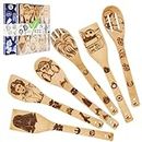 gifts for women men/gifts box wrapping,6 PCS Wooden Spoons Utensil Set for Housewarming gifts,Natural Wooden Cooking Serving Utensils Birthday Christmas Presents (6 Pack-Star Wars)
