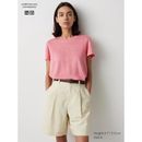 Women's Linen Crew Neck Short-Sleeve T-Shirt | Pink | Large | UNIQLO US