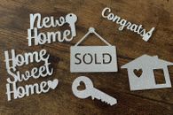 New Home Moving House Sold Glitter Silver Cupcake Flat Toppers Set Of 6