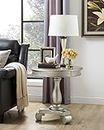 Roundhill Furniture OC0024CP Rene Contemporary Wood Pedestal Side Table, Champagne
