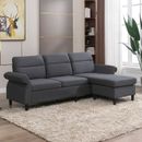 87"Convertible Sectional Sofa with Ottoman, Adjustable Armrests and  2 USB Ports