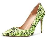Castamere Zapatos de Tacón Mujer Moda High Heels Pumps Tacón de Aguja 10CM Verde Serpiente Mate Zapatos EU 35