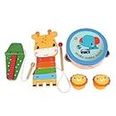 Fisher Price 180A Wooden Musical Instrument 5-Piece Set, Educational Toddler Percussion and Rhythm Toys, Age 18 Months+