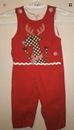 Mud Pie Baby Boys Size 0-6 Months Red Corduroy Reindeer Christmas Overalls