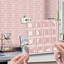 30 Pièces Stickers Muraux Autocollants pour Carrelage en Céramique et Marbre, Salle de Bains et Cuisine Sticker, Hiser 3D Mosaïque Imperméables Auto-adhésifs Décoration (Rose,15x15cm)