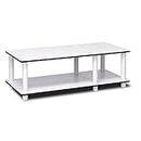 Furinno 11174WH(EX)/WH Just No Tools Mid TV Stand, White Finish with White Tube