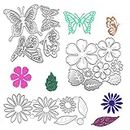 AFUNTA Metal Die Cuts Embossing Stencil Tool, 2 Sets Flower Leaves Shape 14 Styles 3D Die Cuts Stencil & 4 Pcs Butterfly Shape Cutting Dies for Album Decoration, Greeting Card DIY Craft Decoration